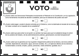 Papeleta Plebiscito Ciudadano 2013